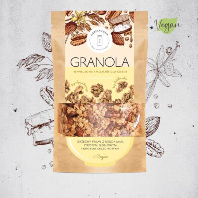 Granola orzechy pekan z migdałami, syropem klonowym i masłem orzechowym (vegan)